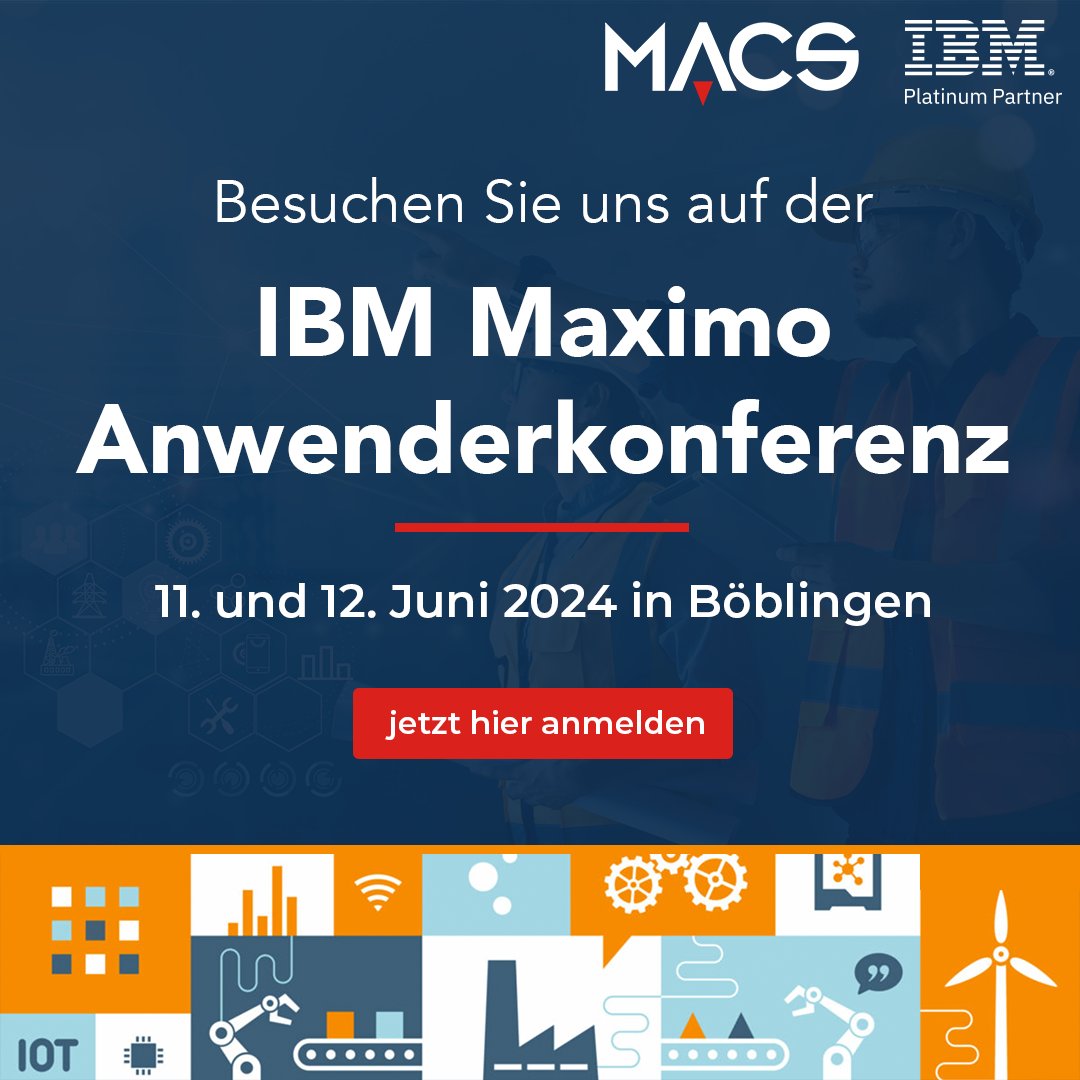 In 3 Wochen startet die 32. Maximo Anwenderkonferenz am 11.-12. Juni 2024 bei IBM in Böblingen. Freuen Sie sich auf Erfahrungsberichte, neue Ideen und smartes Asset Management. MACS stellt die Maximo Application Suite vor. 

Agenda &amp; Anmeldung: dach.tdsynnex.com/blog/de/news/3…