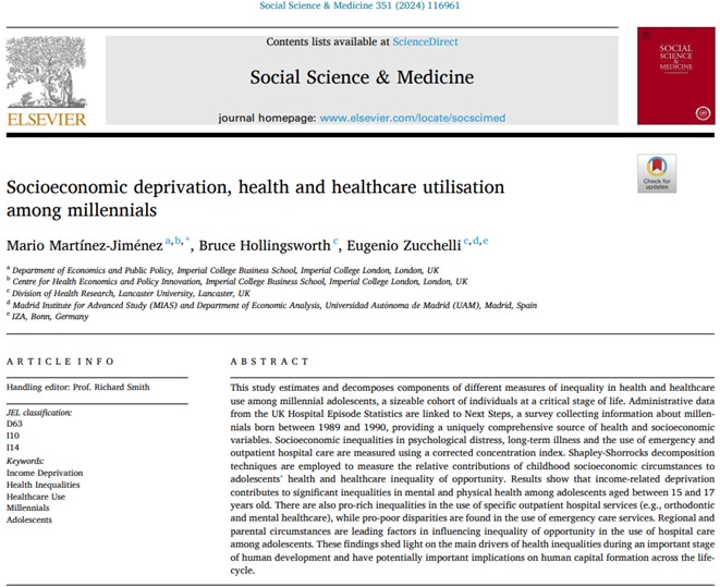 🥁 Excited to see my 3rd PhD paper published in @socscimed! Joint w/ @Healtheconall & @e_zucchelli, we estimate & decompose #SES inequality in #health & #healthcare in #millennial #adolescents🏥 🖇️doi.org/mv3j 🧑‍🤝‍🧑@nextstepsstudy @NHSDigital #IBKnowledge @ImperialBiz