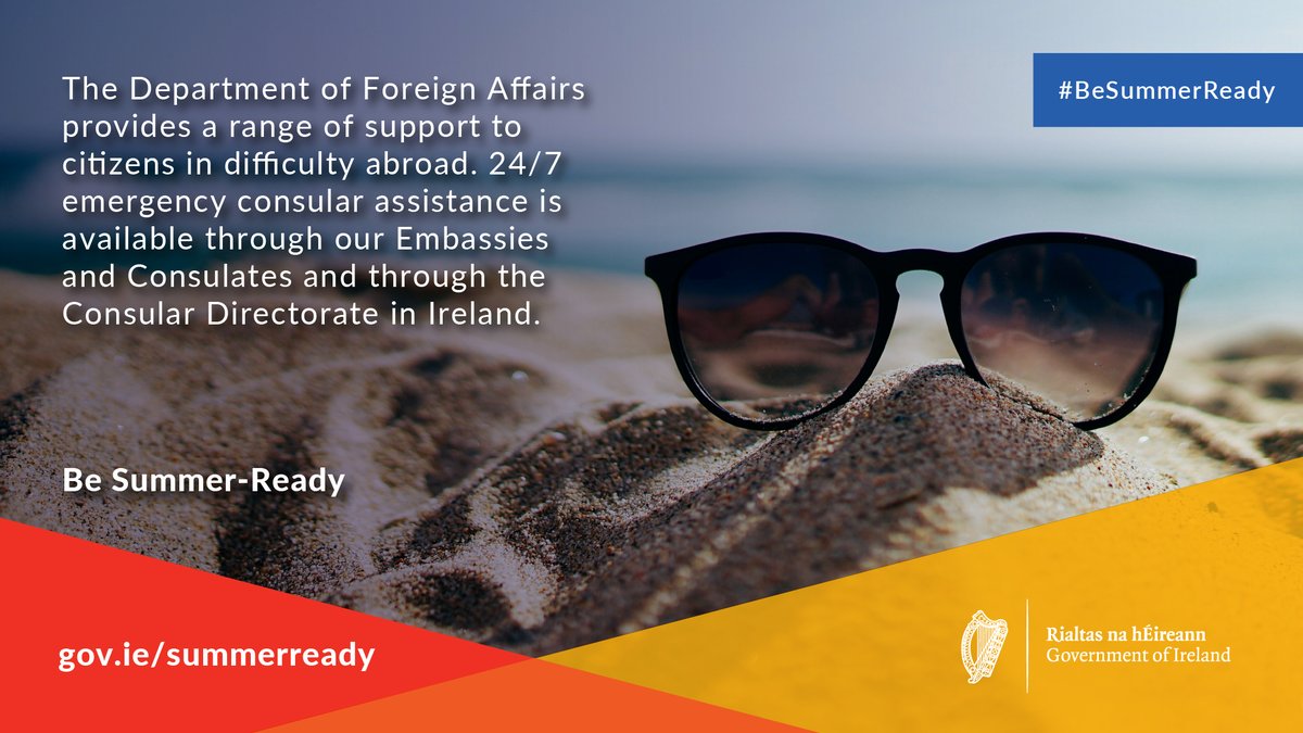 Are you travelling abroad this summer? The Department of Foreign Affairs provides a wide range of information and advice to prepare citizens before they travel abroad. Visit gov.ie/summerready for more information. #BeSummerReady