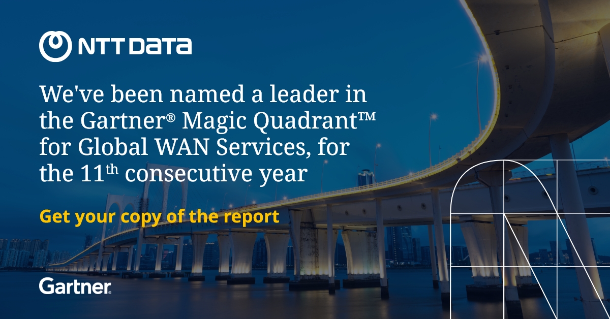 We're excited to announce that that NTT DATA Inc has been named as a Leader in the Gartner® Magic Quadrant™ for Global WAN Services, for the 11th consecutive year 🥳​ Get your copy of the report: bit.ly/3UM2yDq​ #Network