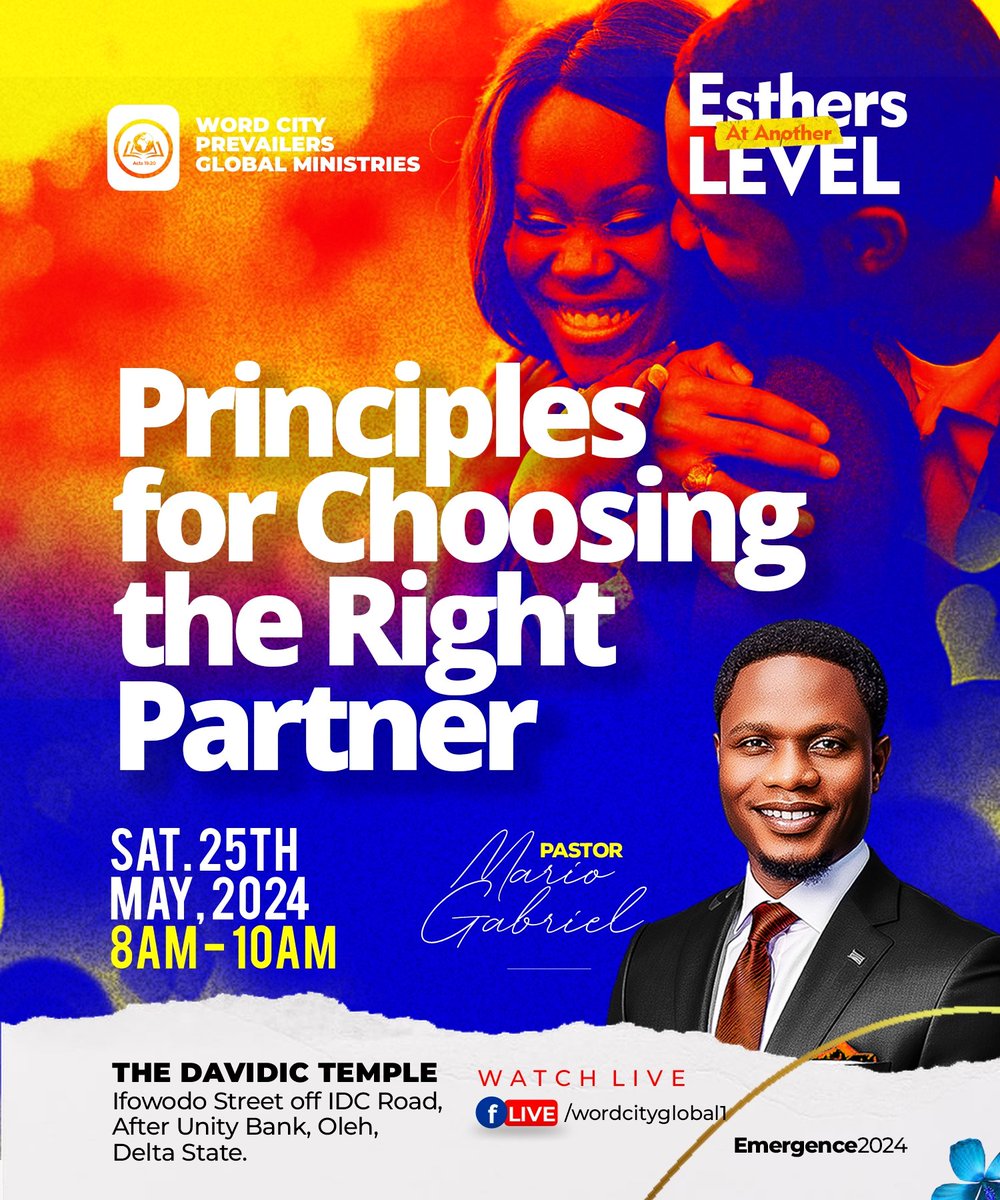 wordcityprevail's tweet photo. #WordCityIntl #EsthersAtAnotherLevel 
Marriage is a beautiful thing. God's will for you is to marry right and enjoy your marriage. This is why it is critical to learn how to make the right choice of person and have God's purposeful marital destiny. https://t.co/3gU0rghJW8 https://t.co/YIOY4LGWfX