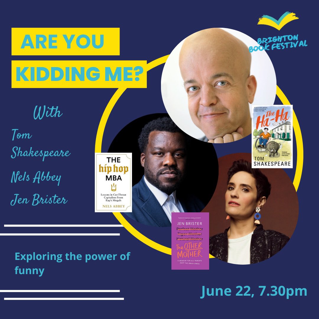 @TommyShakes will be at the Brighton Book Festival June 22nd 🗓️🥳

🤣Explore the power of funny with the writer and columnist @nelsabbey comedian Jen Brister and writer Tom Shakespeare.

🎟️Get your tickets here: brightonbookfestival.co.uk/products/are-y…

#bbf24 #brightonbookfestival