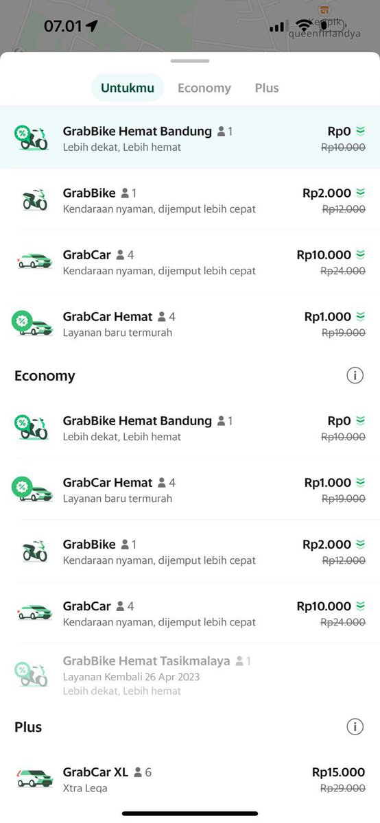 ehh ehhh beneran dongg dia jelasin detail promo nya ke akuu dan beneran aku cek instagram grabjabar jugaa lagi ada promo 0rupiah dari Grab, jadii gausah bayar alias gratiss, ini aku coba jugaa pake layanan GrabBike Hemat dan bayrnya 0 rupiahh gaess 🙌🏻😭