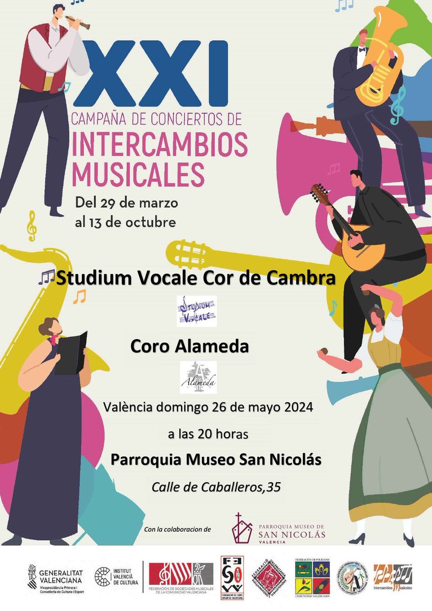 El próximo domingo os esperamos en <a href="/SanNicolasVlc/">Parroquia San Nicolás Valencia</a> junto con el coro <a href="/Coroalameda/">Coro Alameda</a> para ofreceros un precioso concierto. <a href="/FSMCV/">FSMCV</a> <a href="/SanJosemariaVLC/">Parroquia San Josemaría Valencia</a> <a href="/Culturadival/">Cultura - Diputació de València</a> <a href="/archivalencia/">Archidiócesis de Valencia</a> <a href="/mamasenacciones/">Mamás en Acción</a> <a href="/AjuntamentVLC/">Ajuntament València</a>