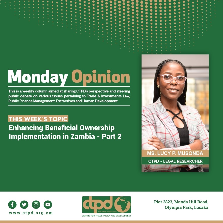 This week in our Weekly Column, CTPD Legal Researcher Ms. Lucy Musonda looks at some of the global guidelines that can be incorporated into the identified provisions of the Act to enhance beneficial ownership transparency in Zambia. Read more 👇 diggers.news/guest-diggers/…