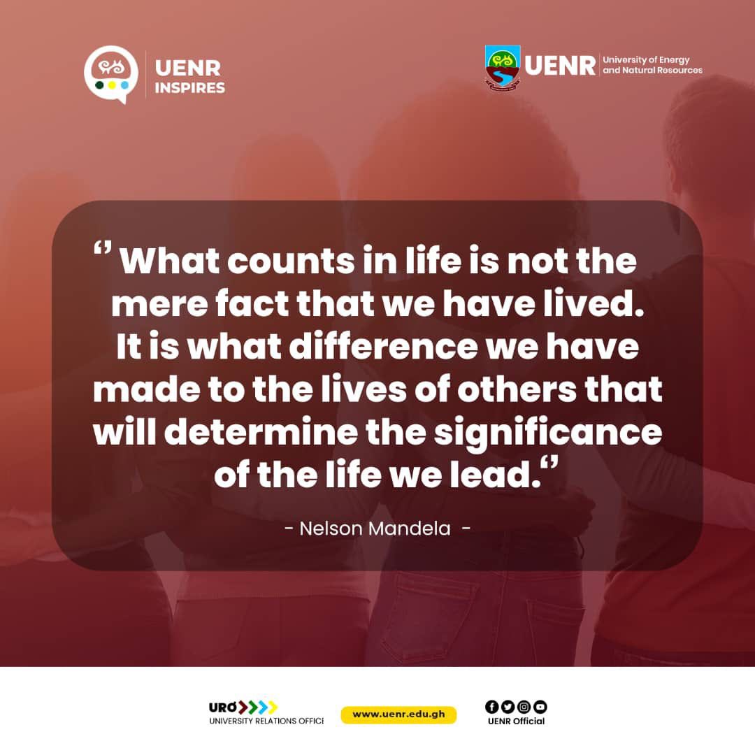 The true measure of a life well- lived is the positive impact we have on others #Uenr #UenrInspires #Uenrishome