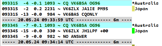 2jp_7's tweet photo. とりあえず教えてくれたのでTUってお礼いったけど、なんで 6mの #VK6BSA はCQ ONLYなんだ。何が起きてるんだ。
#NoRES である理由はなんです？ https://t.co/fJXc7yVrIN
