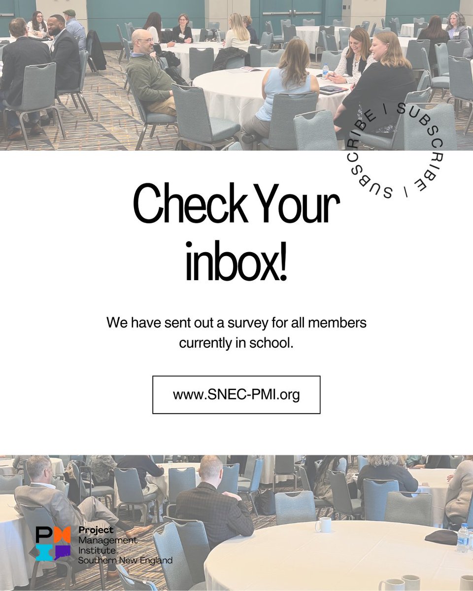Help shape the future of project management! Check your inbox for our student survey and share your feedback. Your input is invaluable.

#SNECPMI #PMI #Projectmanagement