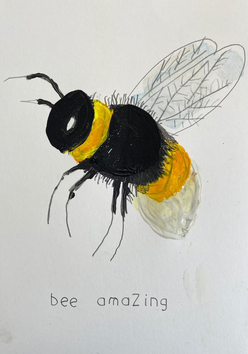 Bee amazing 🐝❤️ Original signed watercolour pastels mixed media 👉etsy.com/uk/listing/171…