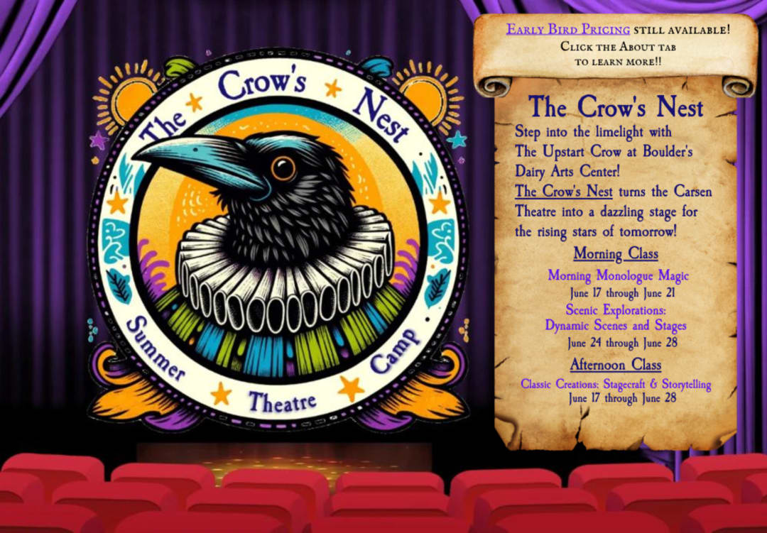 UPSTARTCROWINC's tweet photo. The show begins with the first click! Check out the The Crow's Nest - Summer Theatre Camp website for a taste of what's coming https://t.co/w7lN0v2wdp https://t.co/VABNxjp8SV