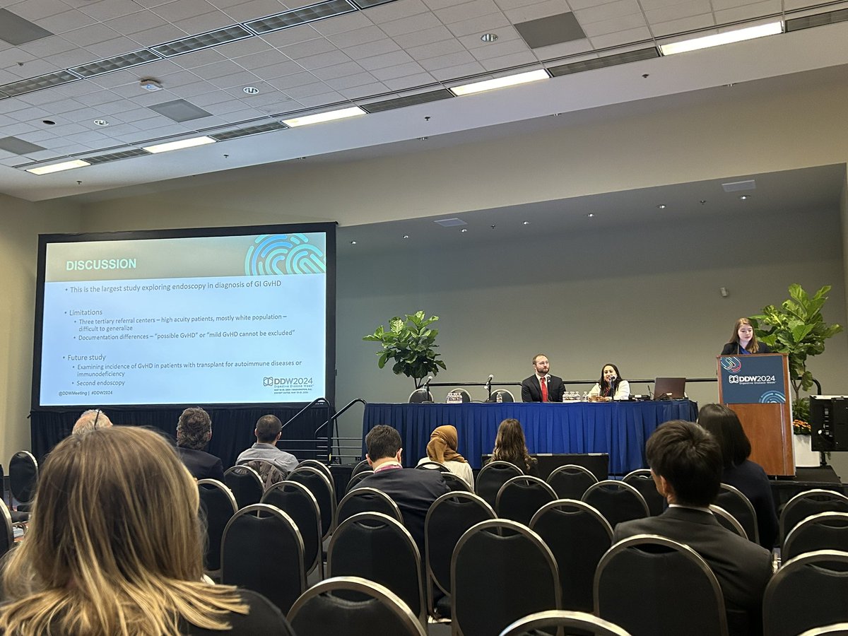 Lauren Loeb, MD (@laurenloebmd) on Twitter photo 👑 Amazing presentation by <a href="/CarolineOlsonMD/">Caroline Olson, MD</a> on improving outcomes in patients with gastrointestinal #GVHD
🔑 Low threshold for endoscopy in post-BMT patients with diarrhea
🔑 Upper AND lower scopes needed
🔑 Be sure to get duodenal, sigmoid, and rectal biopsies
#DDW2024 👑 Amazing presentation by <a href="/CarolineOlsonMD/">Caroline Olson, MD</a> on improving outcomes in patients with gastrointestinal #GVHD
🔑 Low threshold for endoscopy in post-BMT patients with diarrhea
🔑 Upper AND lower scopes needed
🔑 Be sure to get duodenal, sigmoid, and rectal biopsies
#DDW2024