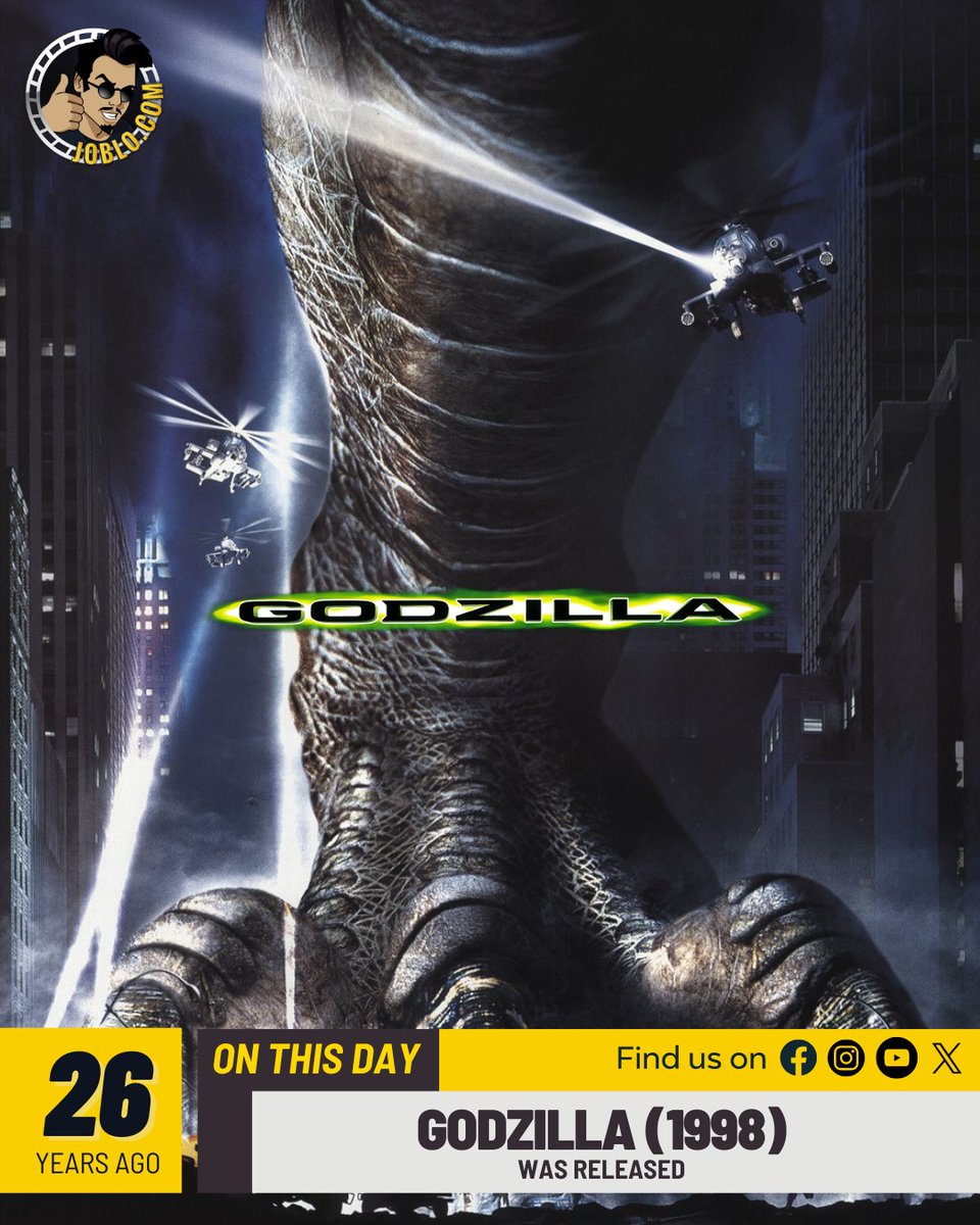 26 years ago today, Godzilla (1998) was released!🎥

#JoBloMovies #JoBloMovieNetwork #Godzilla #MatthewBroderick #MariaPitillo