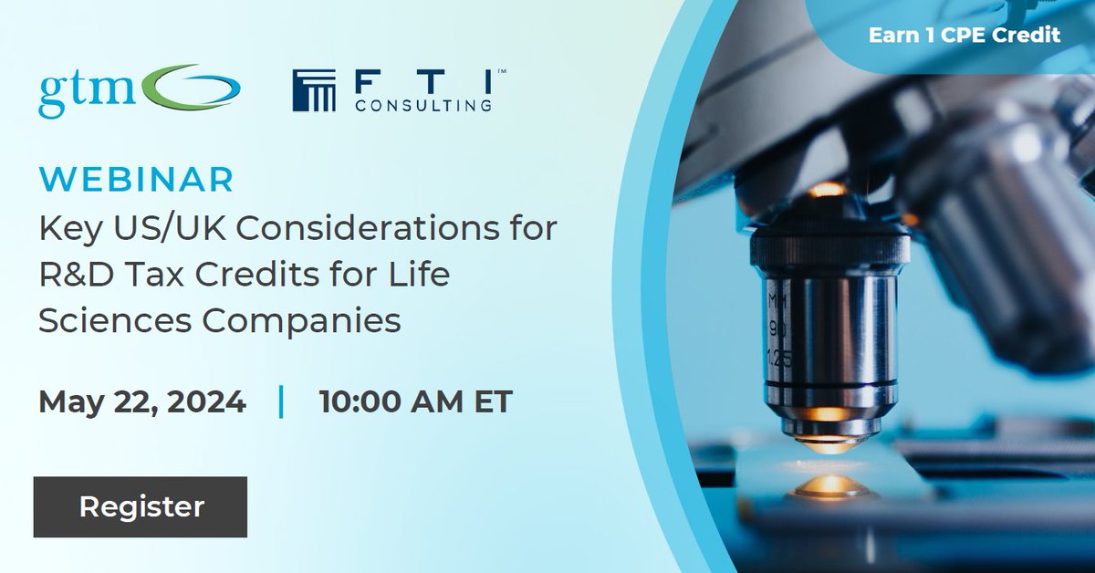 Major updates to R&amp;D tax incentives in the UK &amp; US could impact your business. Don't miss our webinar with FTI Consulting on navigating these changes and their practical implications. Register now! bit.ly/4auVyAH