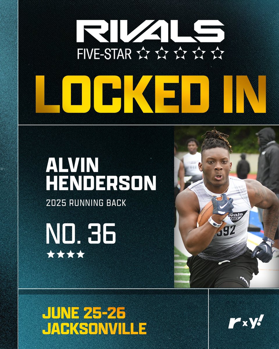 🚨LOCKED IN🚨 4⭐ RB Alvin Henderson is LOCKED IN for the Rivals Five-Star in Jacksonville on June 25-26🔥