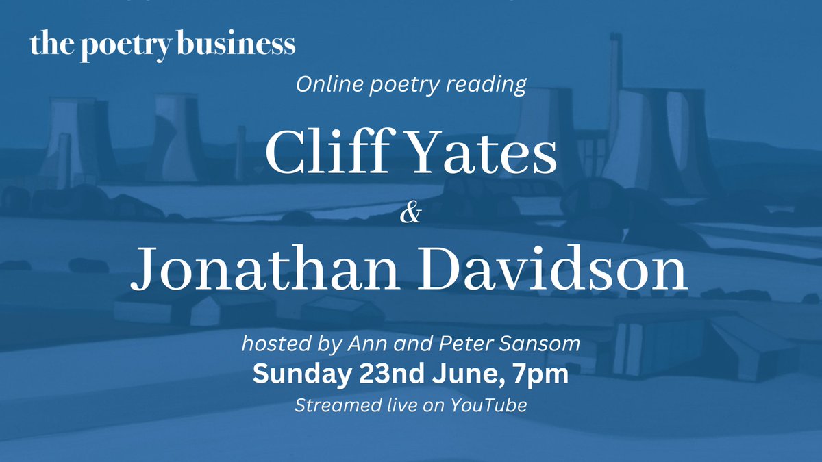 Cliff Yates and Jonathan Davidson will be joining us on Sunday 23 June for a very special online poetry reading! Find out more about this event, and register, here: buytickets.at/thepoetrybusin… @cliffyates81 @JFDavidson1964