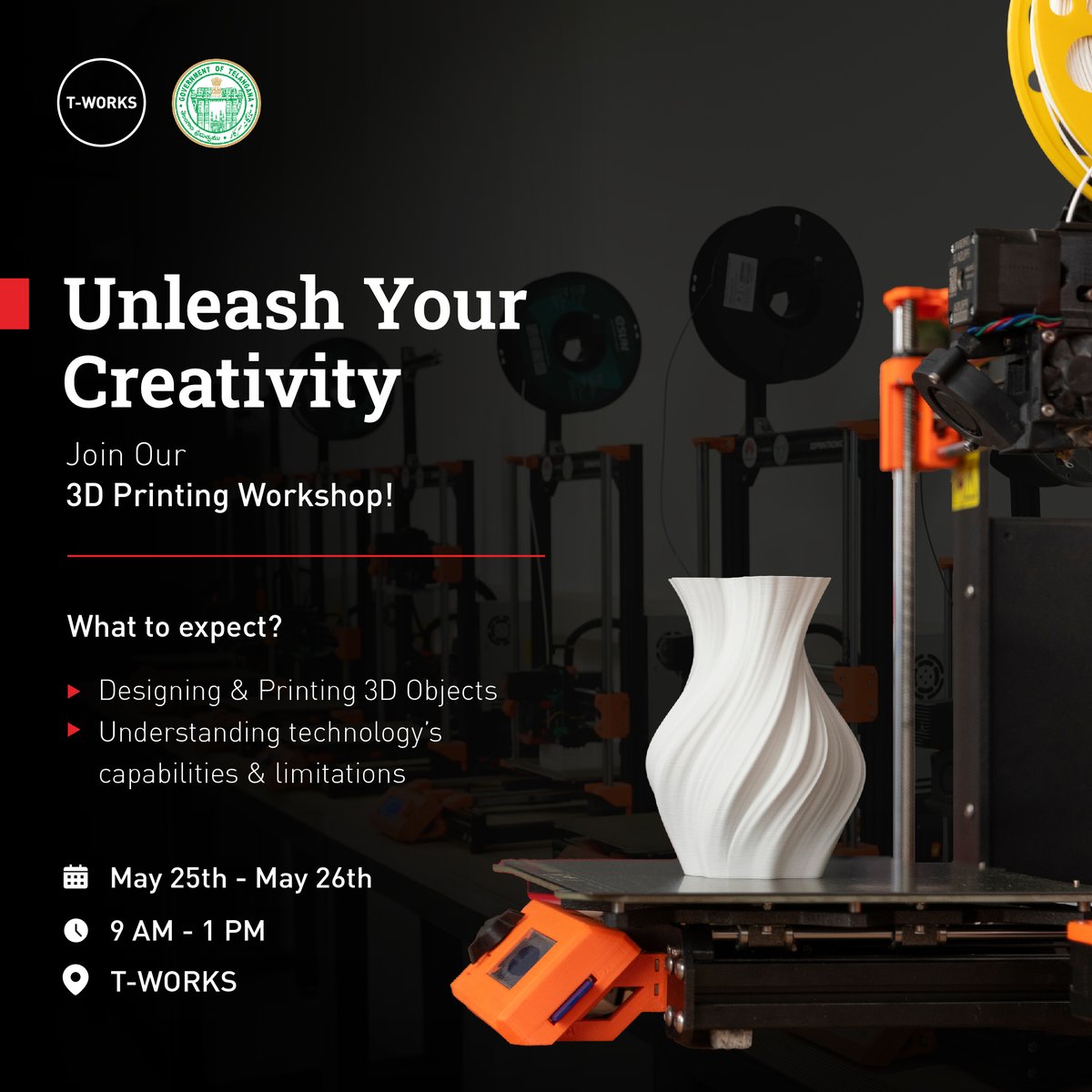 Calling all 3D printing enthusiasts! Join us at T-Works on May 25-26 from 9am-1pm for a hands-on workshop to unleash your creativity. Don't miss out on this amazing opportunity to learn and grow! growezy.club/tworks/events/…