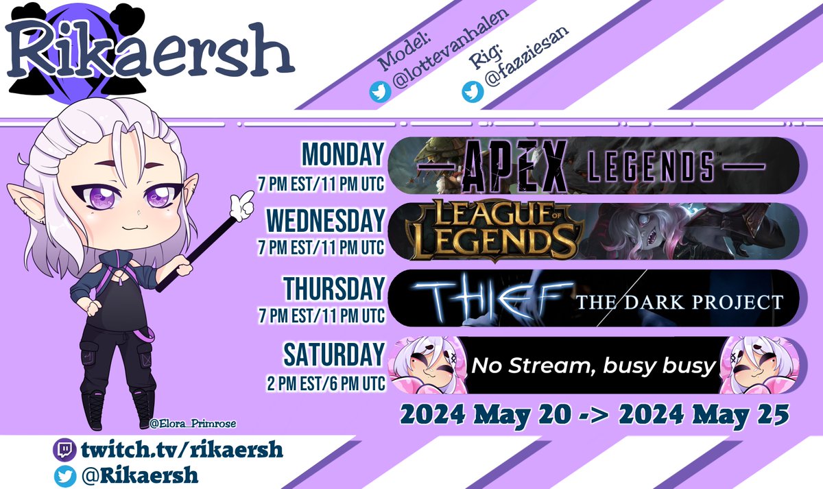 Rikaersh's tweet photo. 🥛Schedule Alert!🥛
Week of 20 May - 25 May 2024
Art: #Rikaert https://t.co/oLDjn4IbWD