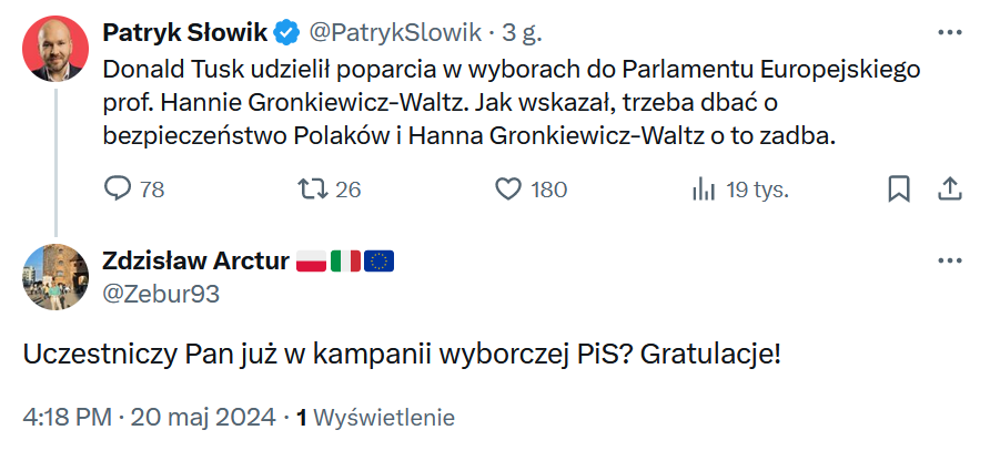 Dlaczego suchy komunikat o tym, że Donald Tusk popiera prof. Hannę Gronkiewicz-Waltz jest odbierany przez niektórych jako wspieranie PiS-u? Jak myślicie? 🤭