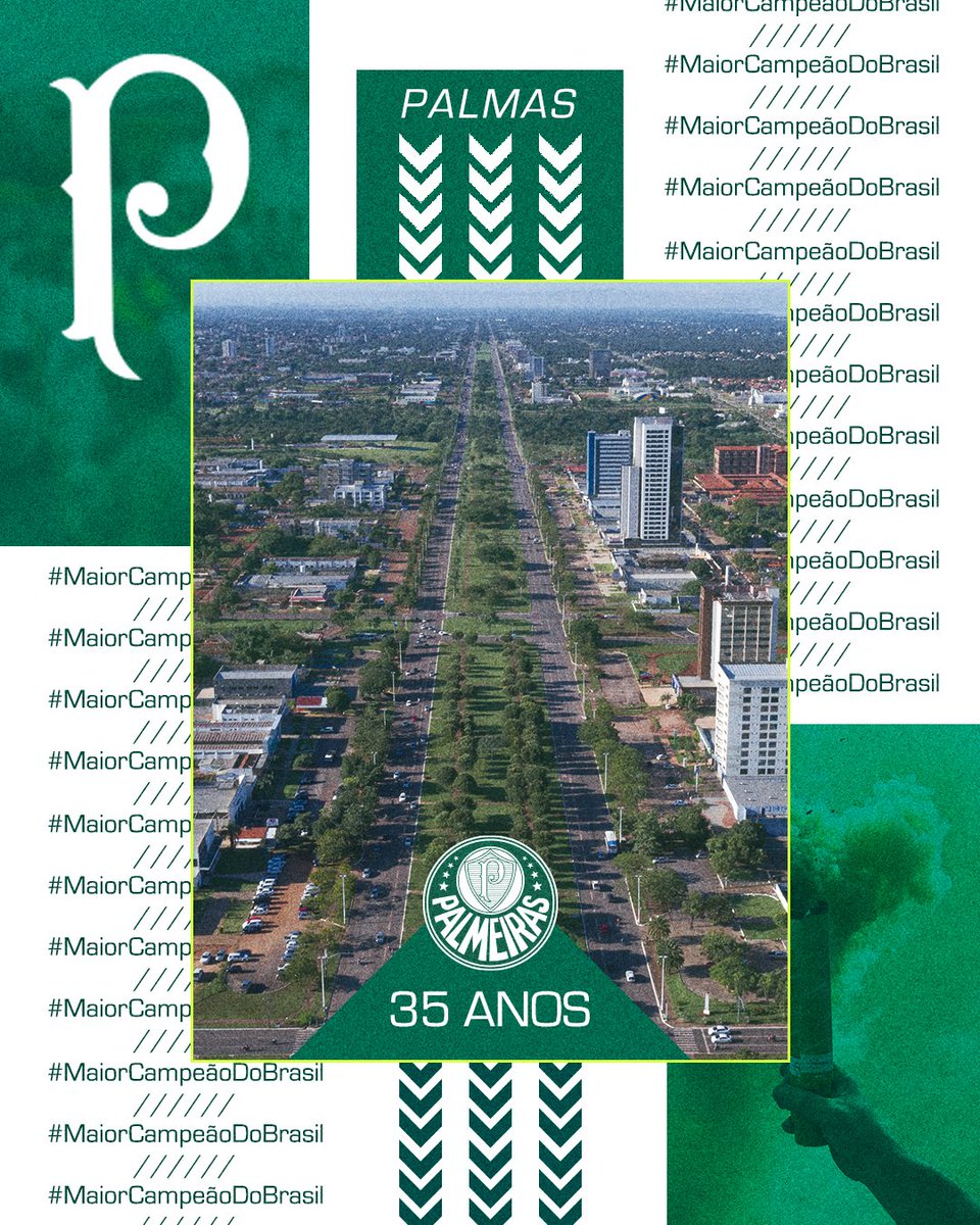 Palmas pra você, capital do Tocantins! 👏👏👏 São 35 anos da caçula entre as metrópoles brasileiras! Saudações alviverdes à #FamíliaPalmeiras palmense! 🥳 #AvantiPalestra #Palmas35Anos