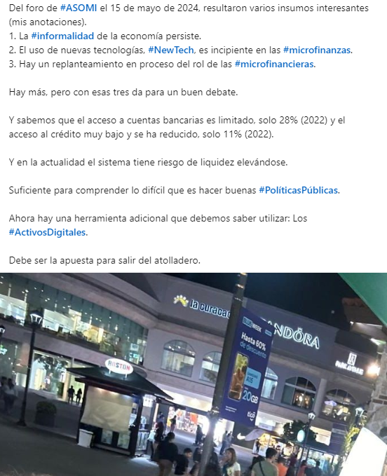 OBRodr's tweet photo. El Salvador
#FinTech #Microfinzas #ASOMI
La tarea es desafiante.
Con escasos espacios para discutir, intercambiar, dialogar, visualizar consensos.
Pero hay que intentarlo, porque es la forma de mejorar la perspectiva macroeconómica. https://t.co/DnF28UuBE2