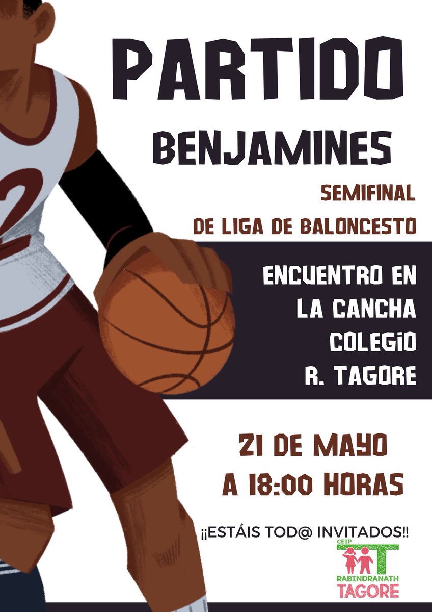 colegiotagore's tweet photo. Mañana por la tarde a las 18:00 es la semifinal de benjamines de baloncesto en el cole. Estáis invitad@s a animar a nuestro equipo 
#Tagoresemueve #deportetagore https://t.co/cOszEjasPm