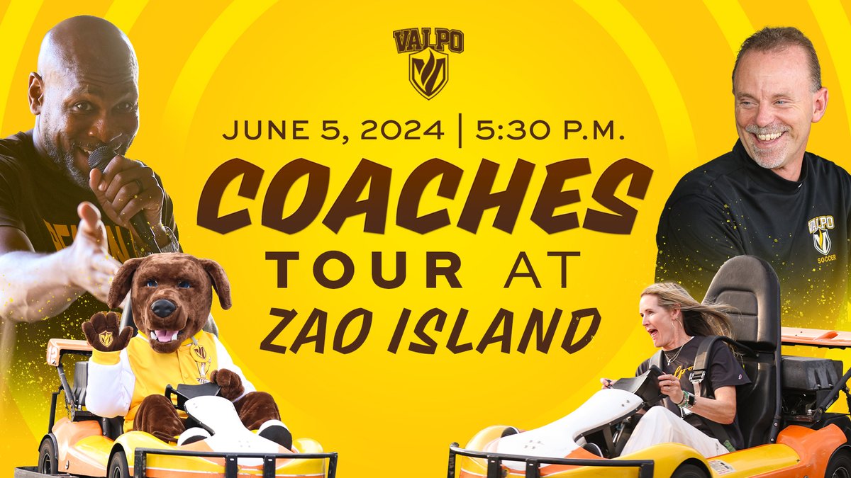 We hope to see you on June 5 for our Coaches Tour Community Meet and Greet at Zao Island in Valpo beginning at 5:30 p.m! Fans are encouraged to bring the whole family to meet all of the coaches, get pictures with mascots Beacon and Blaze and more. The first 50 children will