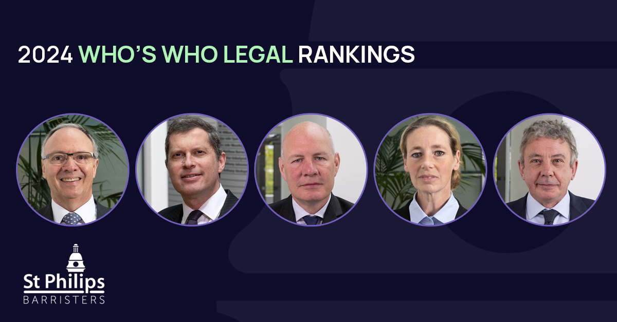 Following the recent release of the 2024 Who’s Who Legal Guide we would like to congratulate John Randall KC, Anthony Verduyn, John Brennan, Elizabeth Hodgetts and Dominic Roberts whose expertise has been recognised by a recommendation in the rankings.