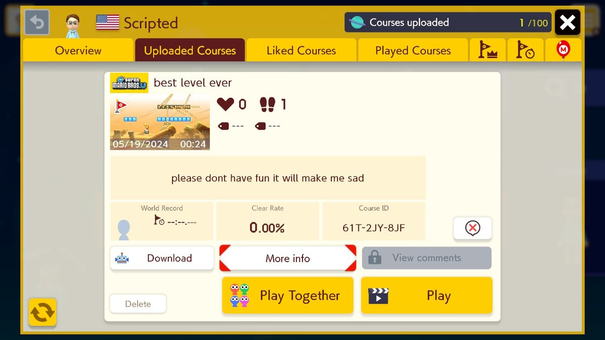 please play my abysmal mario maker level