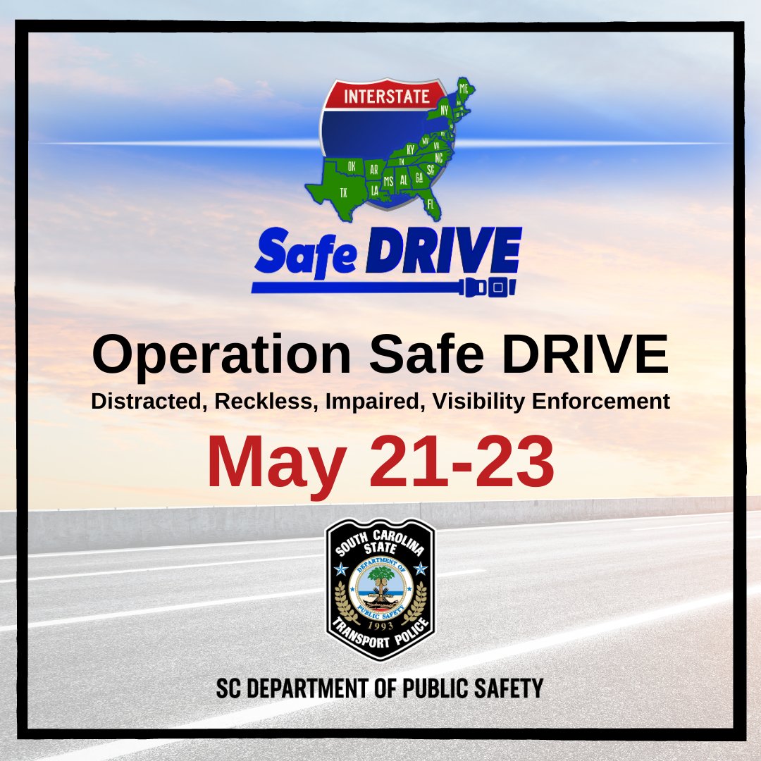 Motorists along I-26, I-85 and I-95 will see additional enforcement over the next few days by the SC State Transport Police as part of Operation SafeDRIVE, an enforcement effort geared toward reducing commercial motor vehicle collisions and unsafe driving behaviors.