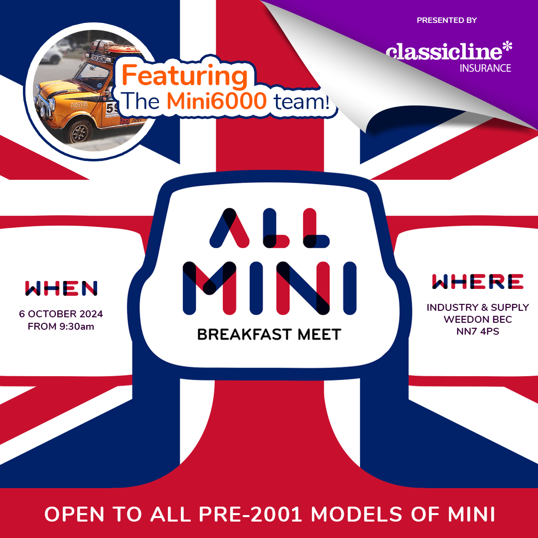Own a pre-2001 Mini?   

Join the new All Mini Breakfast Meet on Sunday 6th October 2024.   

Find out more ---> bit.ly/3QRPQBH