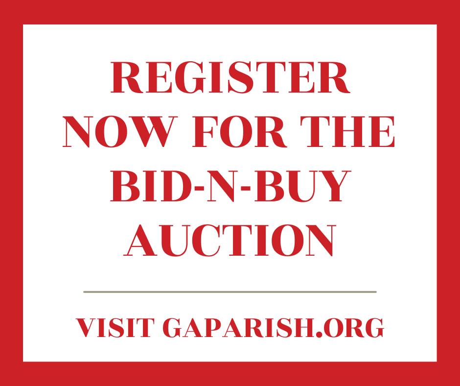 Registration is now open for the Bid-N-Buy!

All Guardian Angels School students whose parents register before June 1st on the Qtego auction site will be able to come out of uniform one day during the 2024-2025 school year. 
Please register here: qtego.us/qlink/gaparish
