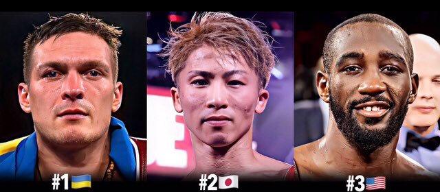 My Updated #Boxing P4P Rankings Top 3:

1. @Usykaa 🇺🇦 

2. @NaoyaInoue_410 🇯🇵 

3. @TerenceCrawford 🇺🇸