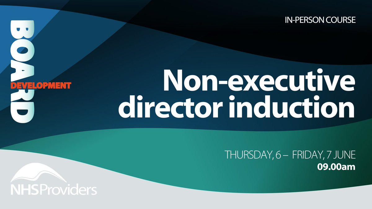 NHSProviders's tweet photo. New course alert 🚨
Calling all NEDs! Join our two day in-person induction next month which has been specifically developed to ensure that you gain core understanding of the fundamentals of your role and the #NHS context. #BoardDev
Book here ➡️ https://t.co/m2Xgri0IKg https://t.co/gHK6Ob8WUh