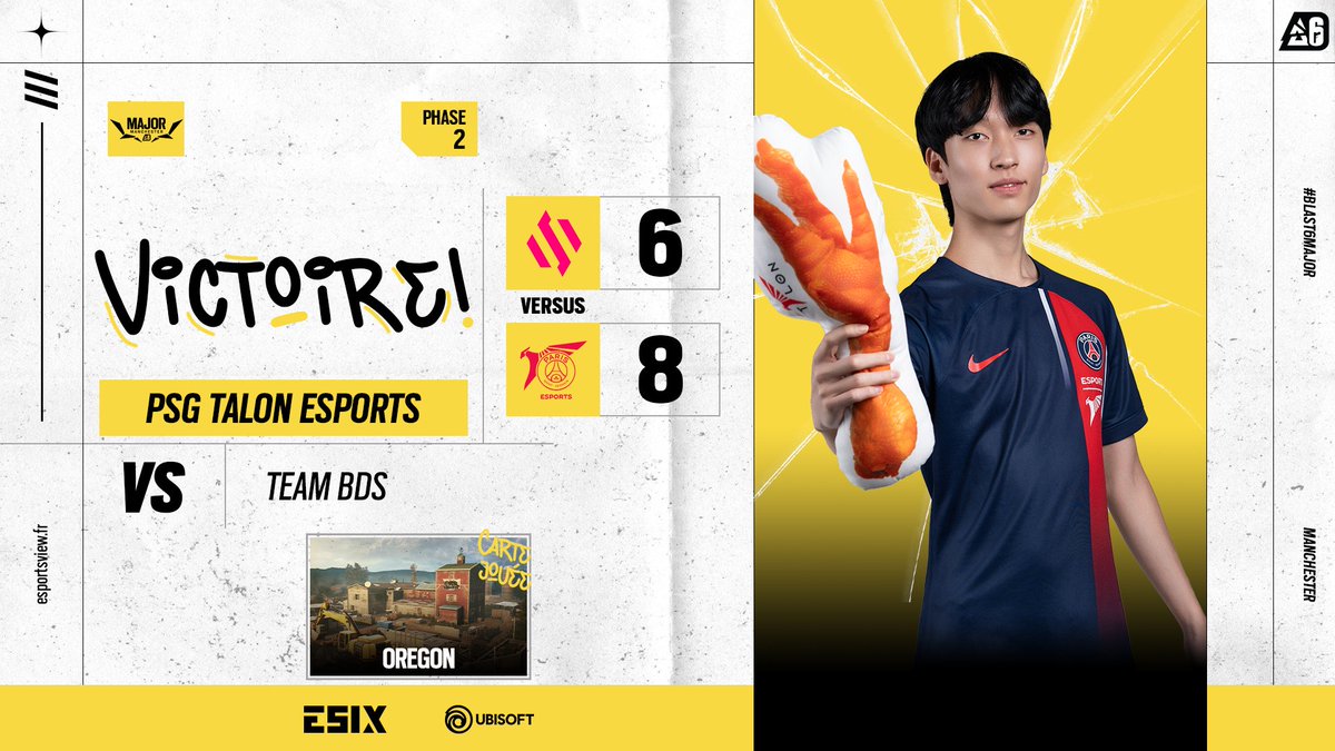 ESIX_FR's tweet image. Mais qui s'y attendait ????? @psgtalonr6 qui remporte ce BO1 sous tension face aux favoris @TeamBDS ! 🤯🤯 #BLASTR6Major