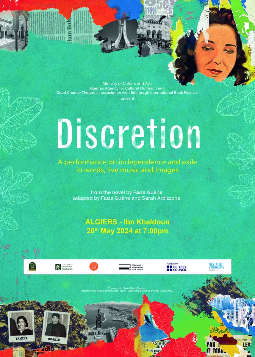 Tonight 'La Discretion' debuts in Algiers! A story of independence & exile brought to life through dialogue and live music. In collaboration with @GoodChanceCal The Algerian Agency for Cultural Outreach and the French Institute #BCMENAARTS #InternationalCollaborationGrants