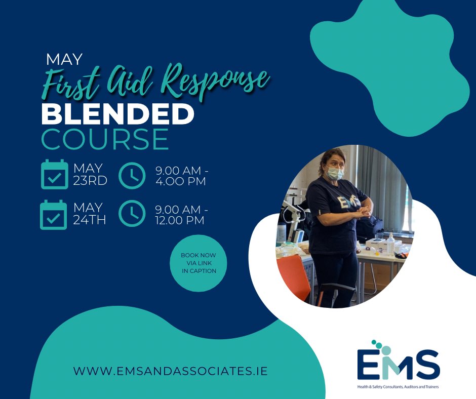 There’s still time to book a place for yourself or a member of your team on our May First Aid Response Blended Learning Course! Don’t miss out! Course Dates: 23rd & 24th May Book now: emsandassociates.ie/course/first-a… Get in touch with Susan on 041-9822933 #FAR #LouthChat