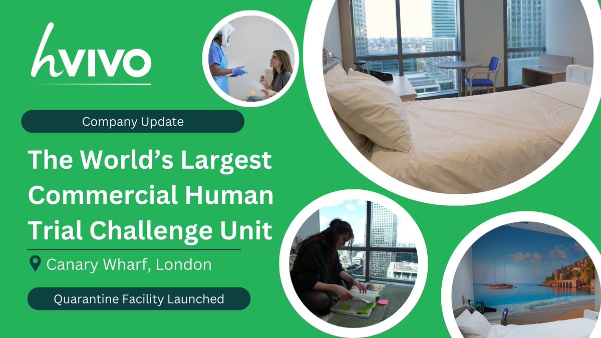 hVIVO_UK's tweet photo. In April we opened the world’s largest commercial human challenge trial unit in #CanaryWharf! 🚀

🏙️ The @flucamp volunteers have enjoyed the new state-of-the-art quarantine facility!

📣Stay tuned for updates on the corporate office and laboratory move, coming soon!

#HVO https://t.co/0EtqDvhOxP