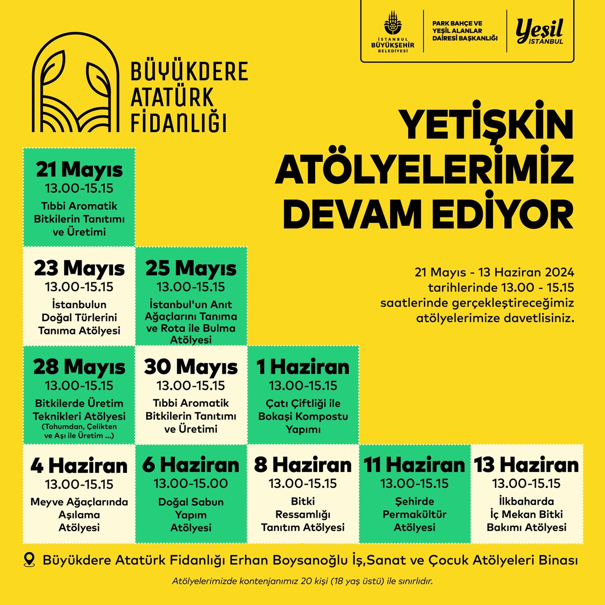ibbyesilist's tweet photo. Türkiye’nin ilk meyve bahçesi ve fidanlığında Mayıs ve Haziran ayları boyunca gerçekleşecek olan atölye çalışmalarımıza davetlisiniz! 🎨🌳🌸
 
🌿Etkinlik için kayıtlar @istanbulsenin34 uygulaması üzerinden her haftanın başında açılmaktadır.
 
@istanbulbld https://t.co/XWOBefmLw7