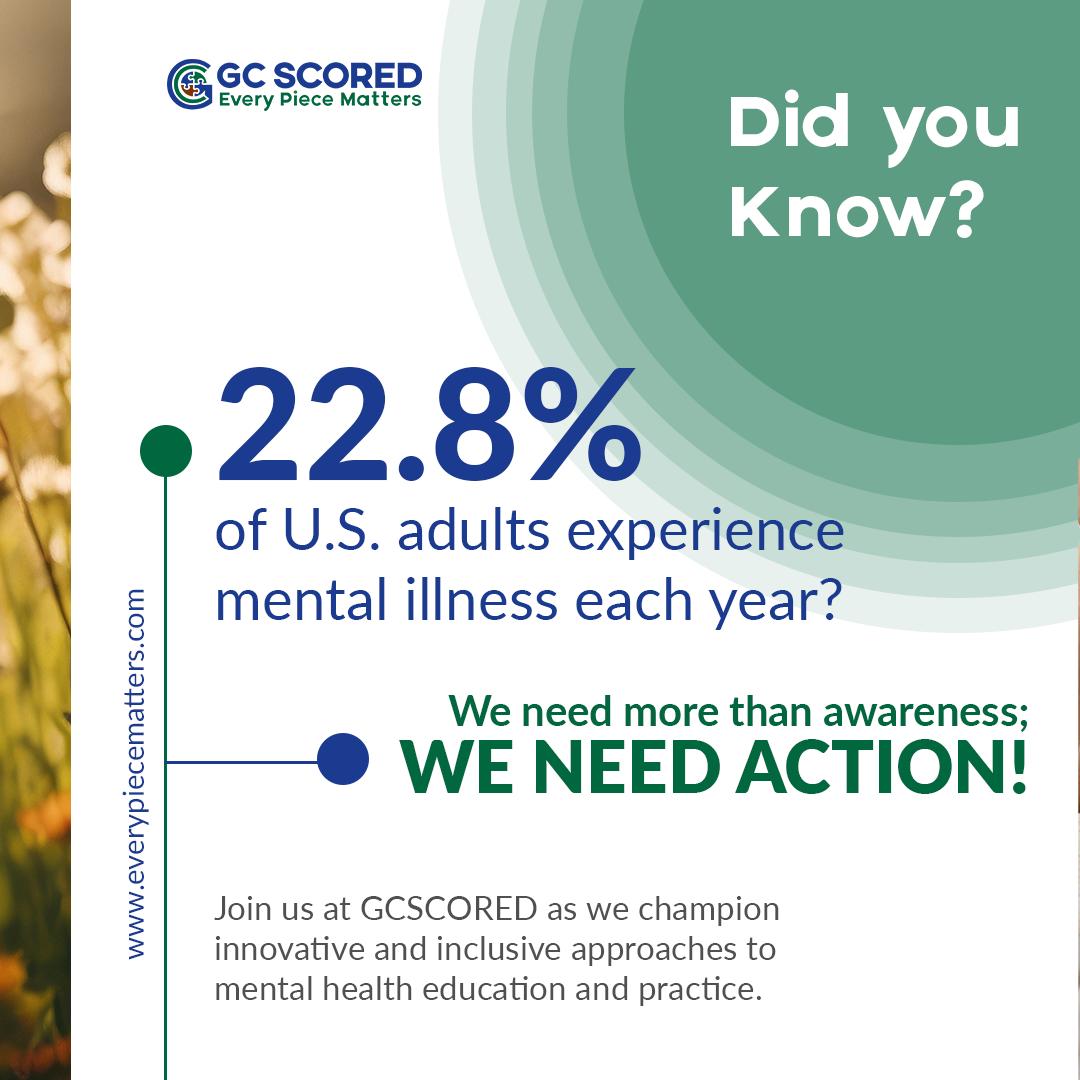 Stark Stats: 60% of youth with depression go untreated. GCSCORED's culturally conscious solutions are urgent. #MentalHealthMatters