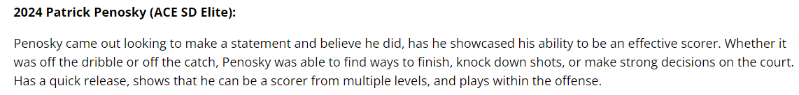 Unsigned senior @PatrickPenosky ! Very fundamental game, unselfish with a 3.8 GPA! @ACESDCHARLOTTE @TheCoachLaney @CovenantDayBB