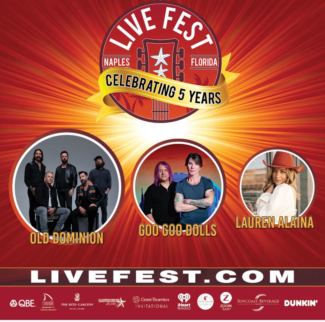 🚨Breaking News 🚨 🎶🎵🎹🎸
Live Fest superstar line up is 🔥 Old Dominion, Goo Goo Dolls, Lauren Alaina. 🔥 Tickets for public on sale this Thursday starting at 10:00am. Naples get ya popcorn ready. They fixing to crush it. #music #festival #crushingit #bekind