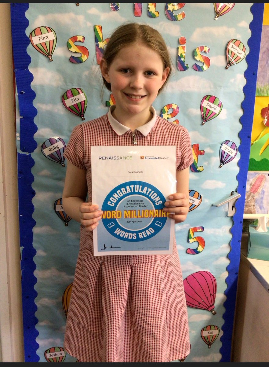 Mr_DevlinPS's tweet photo. A massive well done to our word millionaires in Year 5A 📖 both girls  went straight back into reading with their books they received for reaching this milestone! What an achievement girls, keep it up! ⭐️ @StOPPSBelfast https://t.co/4KbhYYwuSD