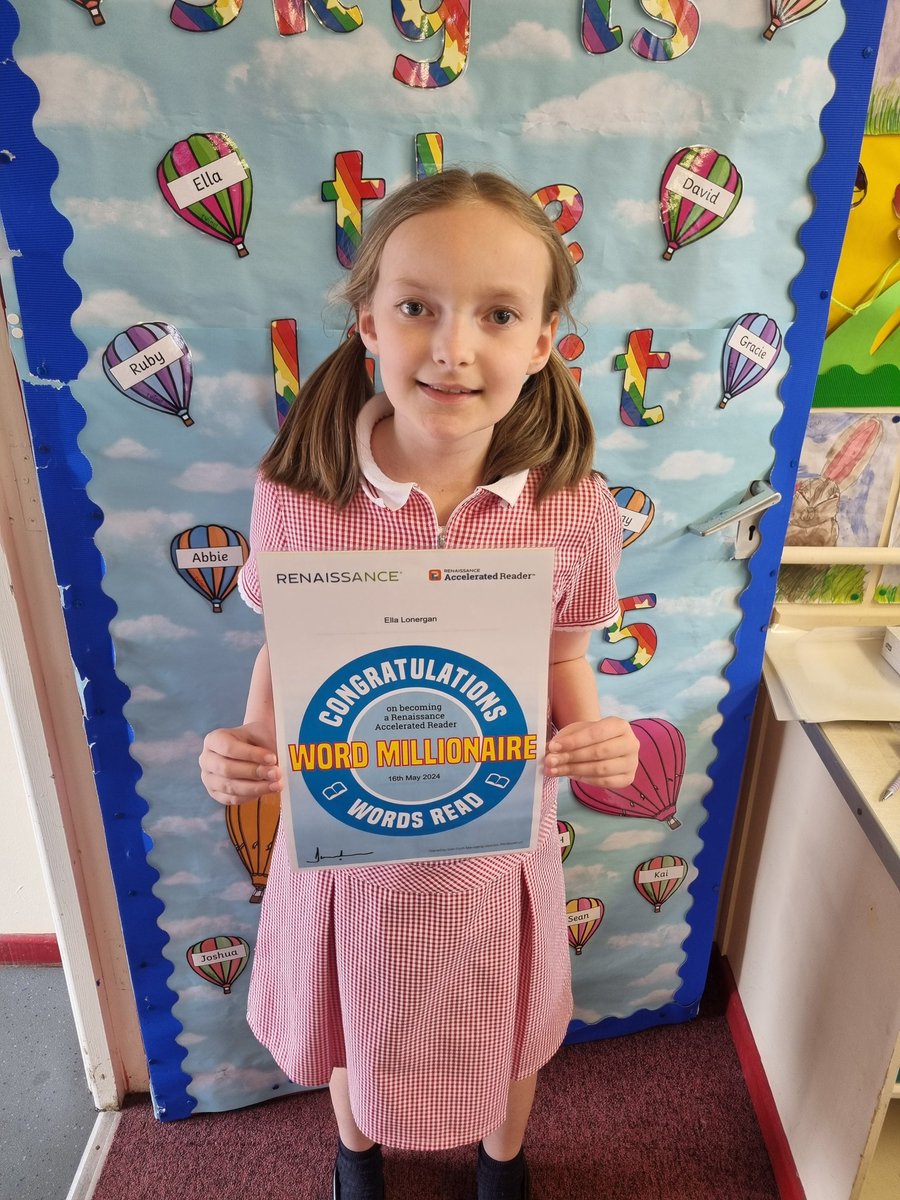 Mr_DevlinPS's tweet photo. A massive well done to our word millionaires in Year 5A 📖 both girls  went straight back into reading with their books they received for reaching this milestone! What an achievement girls, keep it up! ⭐️ @StOPPSBelfast https://t.co/4KbhYYwuSD