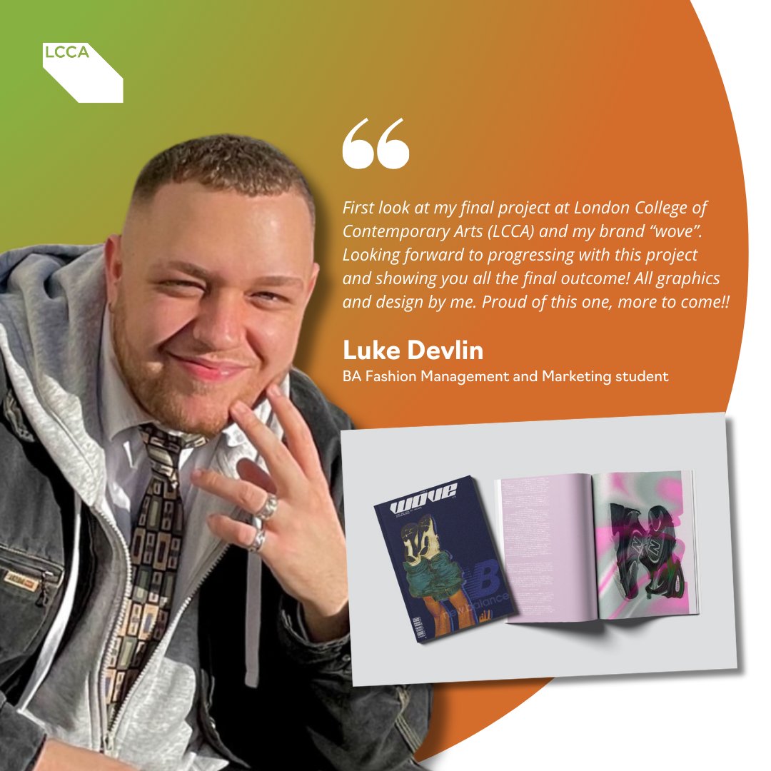 LCCAUK's tweet photo. Take a look at Luke Devlin's first glimpse of his final project at LCCA! Luke is a BA Fashion Management and Marketing student, showcasing his brand 'wove.'

Excited to see what's next from him! ✨

#LCCA #LCCAFMM #GraphicDesign #NewBalance #wove #FashionMarketing #LondonFashion https://t.co/EgYNRW46b3