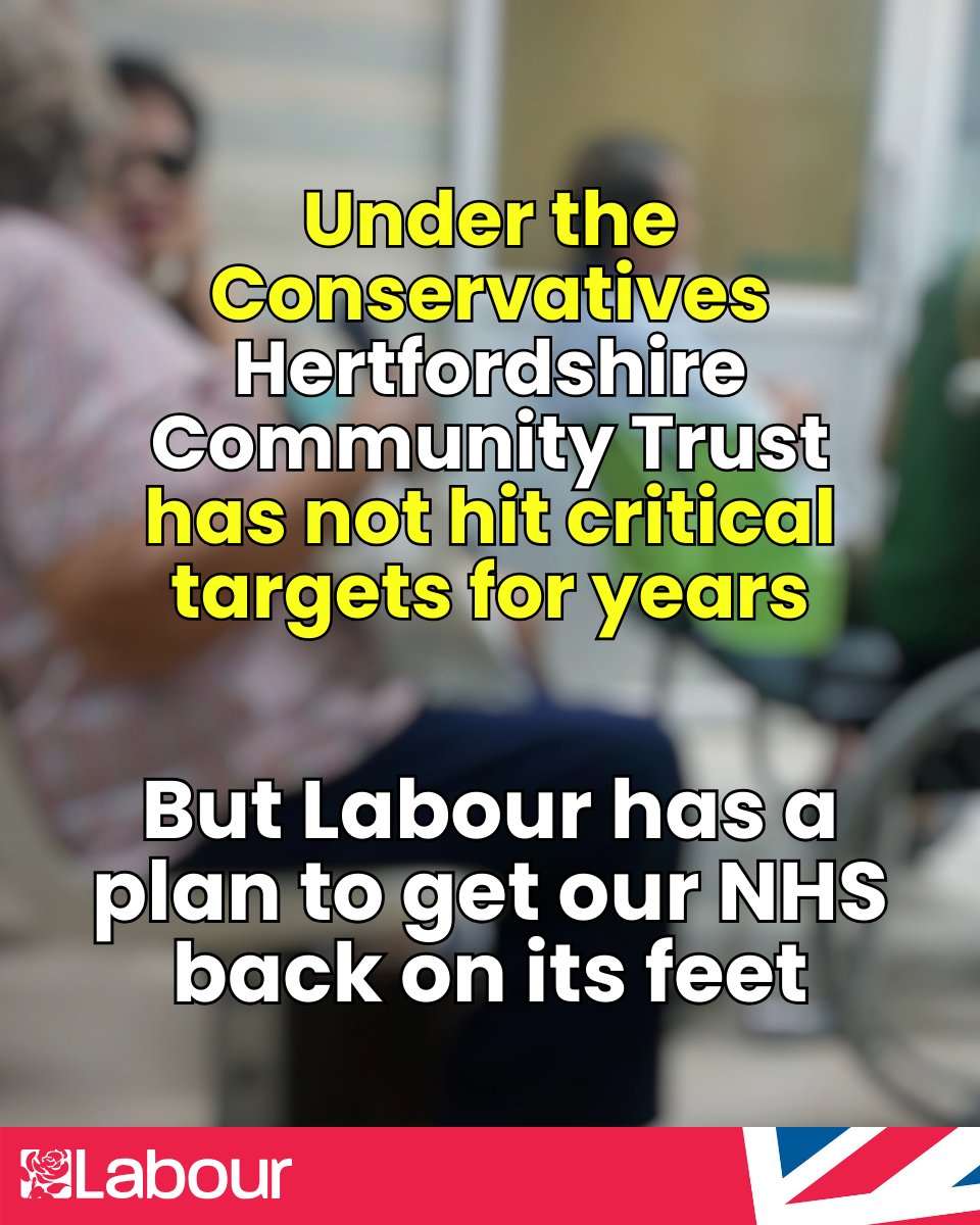 Hertfordshire Community Trust has failed to hit its waiting list target – to treat patients within 18 weeks - in each month since September 2015, new figures from the House of Commons Library have shown.

Full story 👇

hertslabour.org.uk/2024/05/20/wai…