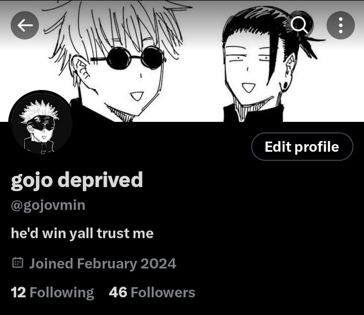 hello everyone I just made an anime/jjk fan acc @gojovmin yall can follow there if you're interested 🫶🏻