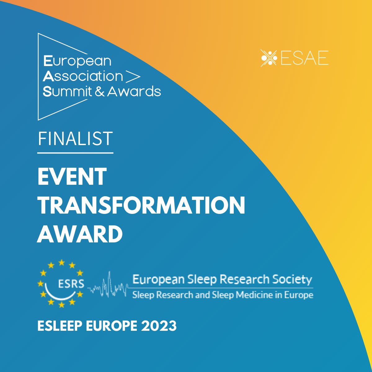 Exciting news! #ESRS is a finalist for the European Association Awards' Event Transformation category at eSleep Europe 2023. This award celebrates innovation in reimagining meetings and events, from design to technology. Stay tuned for updates! 🏆