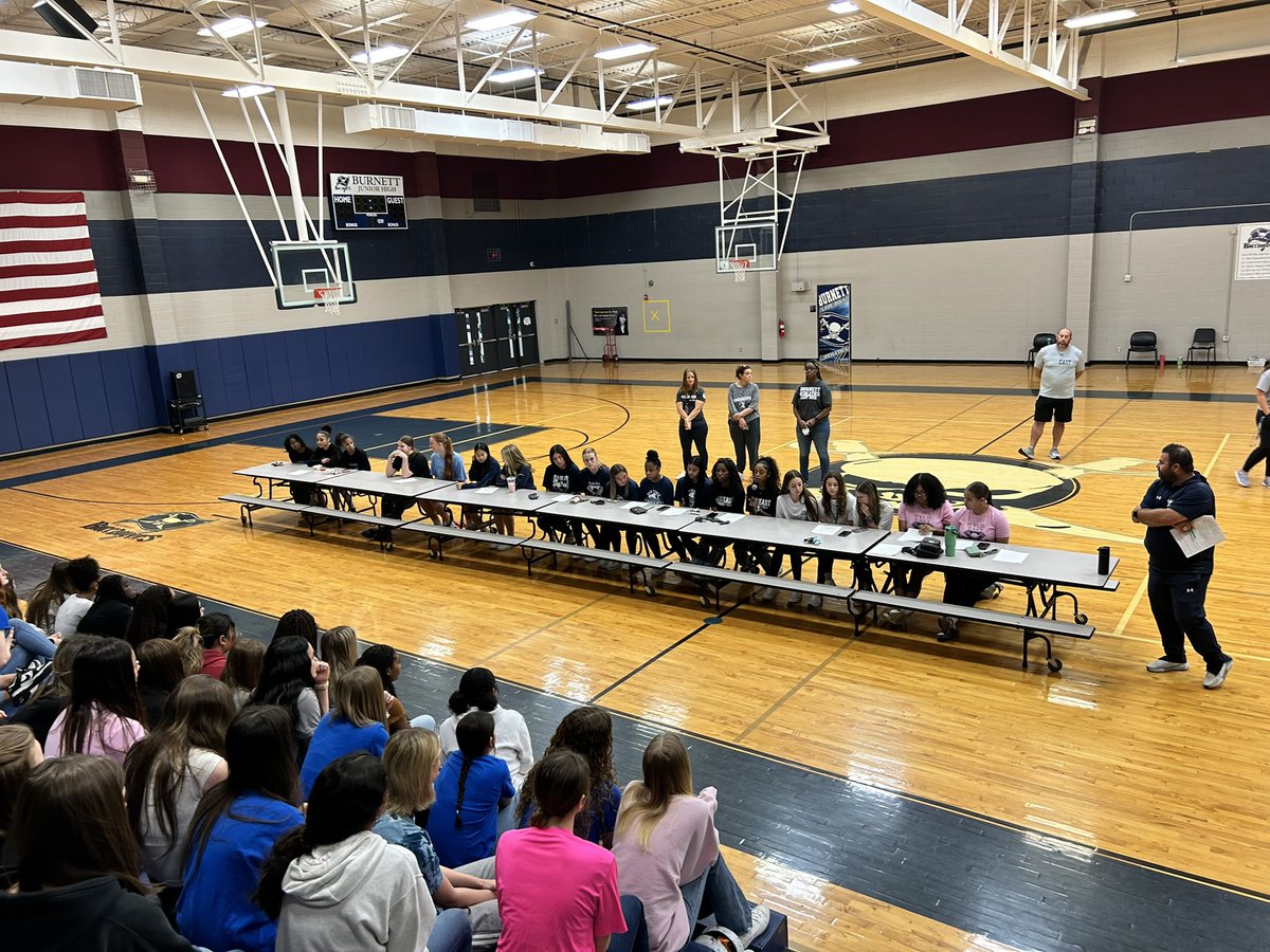 Coach_KodyC's tweet photo. What a great start to the last week of school! Lady Raider Athletics spent the morning visiting with Burnett &amp; McMillan JH 8th graders about the transition to Wylie East High School. Working to close the gap is vital for continued success at the next level! 
#DUBEAST #WeR1 #align https://t.co/03WjASSBtt