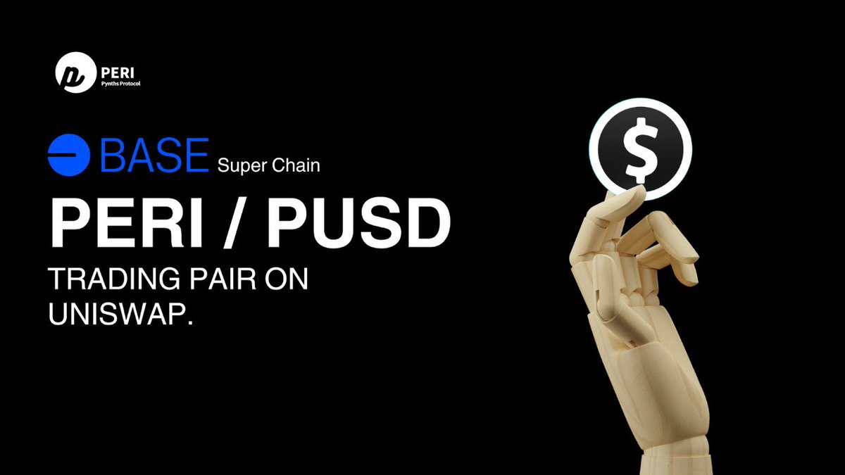 PERIfinance's tweet photo. $PERI/PUSD pair trading on Uniswap! 🔥

Unlock limitless potential with PERI's robust ecosystem, offering synthetic assets and unparalleled liquidity. 🌐 

 #DeFi #CryptoTrading #PERIFinance #PUSD #Uniswap #BlockchainRevolution #Stablecoins https://t.co/TyiRbVJSdJ