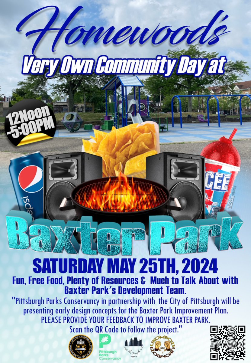 Looking for something fun to do this weekend? Join community members in Baxter Park on Saturday, May 25 for a Homewood Community Day! Enjoy fun and food and learn about the Baxter Park Improvement Plan!